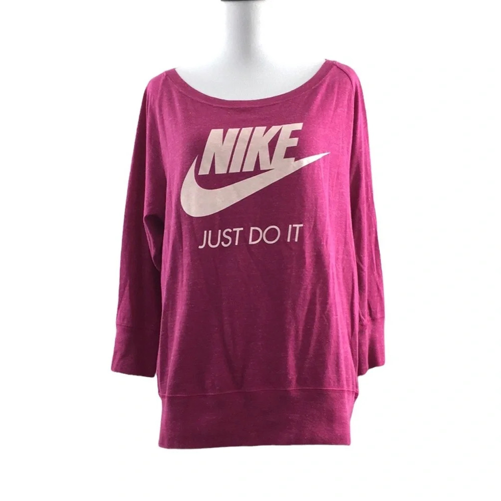 Nike Pink Vintage Logo Just Do It‎ Sweatshirt Womens Medium Pullover